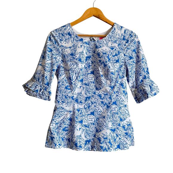 NWT Lilly Pulitzer Fiesta Top In Coastal Blue Size 4 - Picture 2 of 6